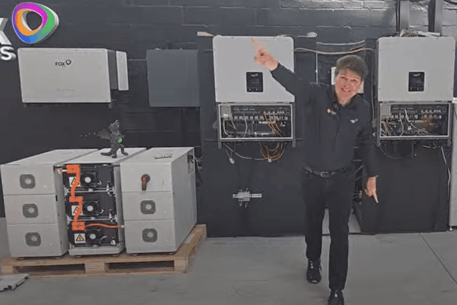 100kW Fox ESS Inverter; Mark Becker pointing up